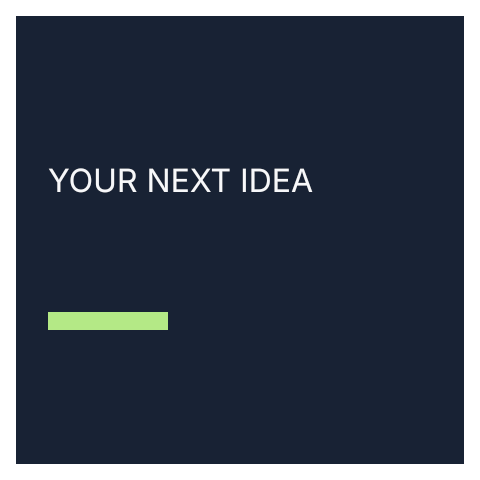 Square announcement: editable title on a dark background with a green accent