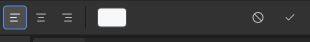 Right end of the PhotoCraft text toolbar with cancel and checkmark controls